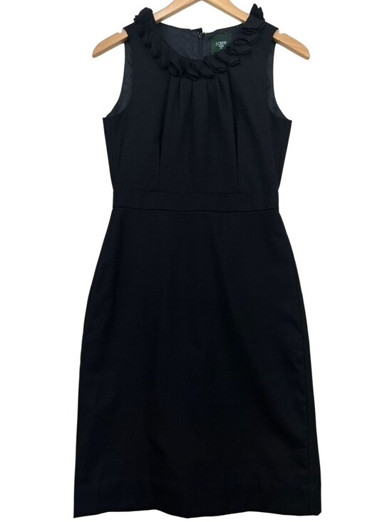 J.Crew Factory Dresses & Skirts - J.Crew Women's Suiting Sheath Dress Sleeveless Ruffle Neck Size 2 Black
